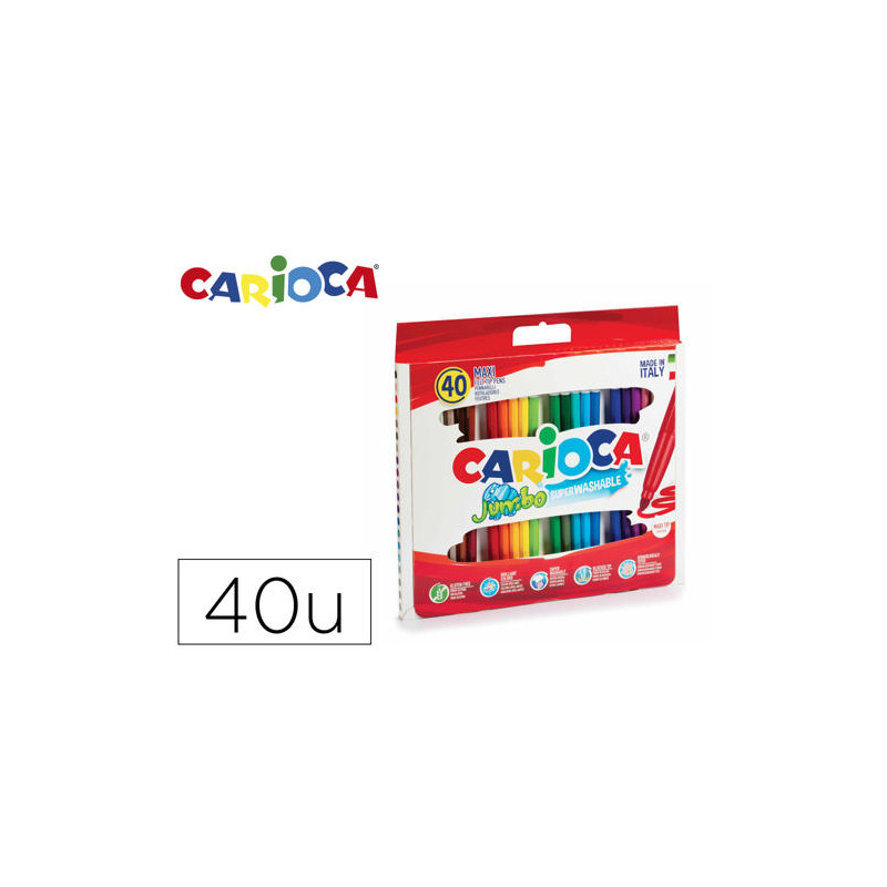 ROTULADOR CARIOCA JUMBO PUNTA GRUESA CAJA DE 40 UNIDADES COLORES SURTIDOS