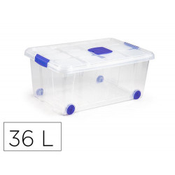 CONTENEDOR PLASTICO PLASTICFORTE N 3 TRANSPARENTE CON TAPA CAPACIDAD 36 L