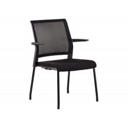 SILLA ROCADA CONFIDENTE BRAZOS FIJOS ESTRUCTURA METALICA ASIENTO TELA IGNIFUGA NEGRO RESPALDO MALLA