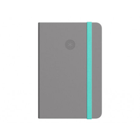 CUADERNO CON GOMILLA ANTARTIK NOTES TAPA DURA A4 HOJAS RAYAS GRIS Y TURQUESA 100 HOJAS 80 GR FSC