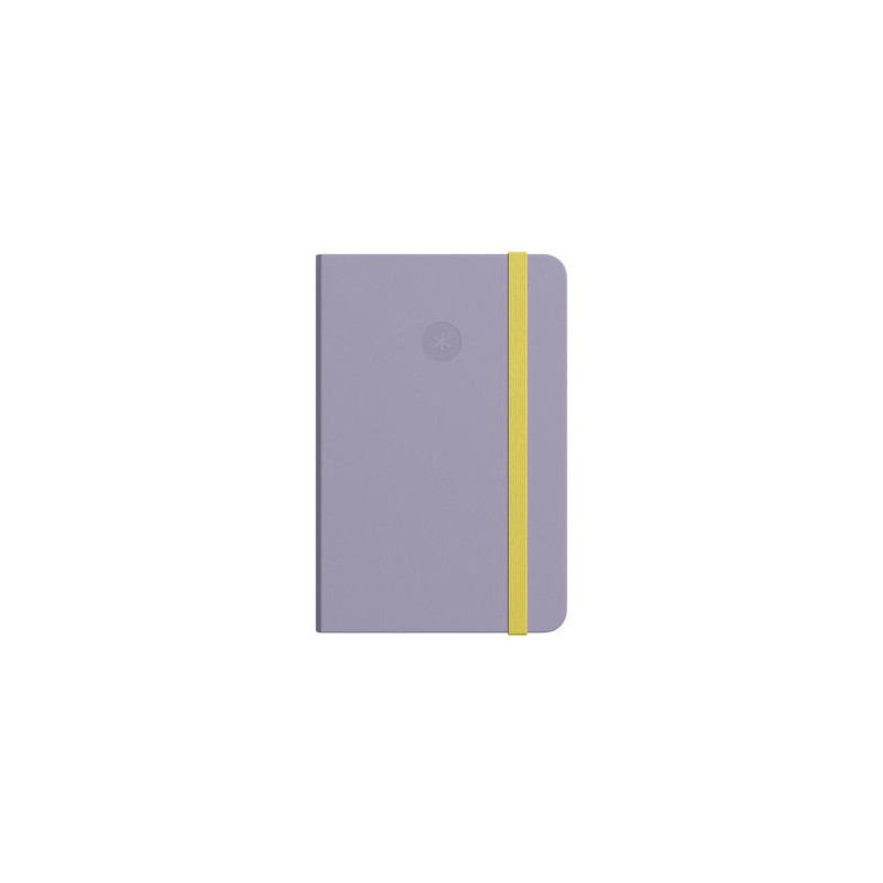 CUADERNO CON GOMILLA ANTARTIK NOTES TAPA BLANDA A6 RAYAS MORADO Y AMARILLO 100 HOJAS 80 GR FSC