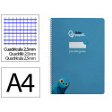 CUADERNO ESPIRAL LIDERPAPEL DIN A4 PAUTAGUIA TAPA DURA 80H 90 GR CUADRO PAUTADO 2,5MM COLOR AZUL