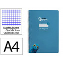 CUADERNO ESPIRAL LIDERPAPEL DIN A4 PAUTAGUIA TAPA DURA 80H 90 GR CUADRO PAUTADO 3MM COLOR AZUL