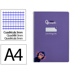 CUADERNO ESPIRAL LIDERPAPEL DIN A4 PAUTAGUIA TAPA DURA 80H 90 GR CUADRO PAUTADO 3MM COLOR LILA