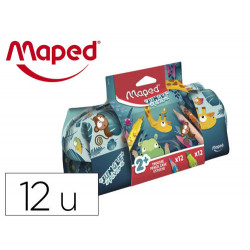 BOLSO ESCOLAR PORTATODO MAPED UNGLE FEVER CON 12 ROTULADORES COLORES SURTIDOS + 12 LAPICES DE COLORE