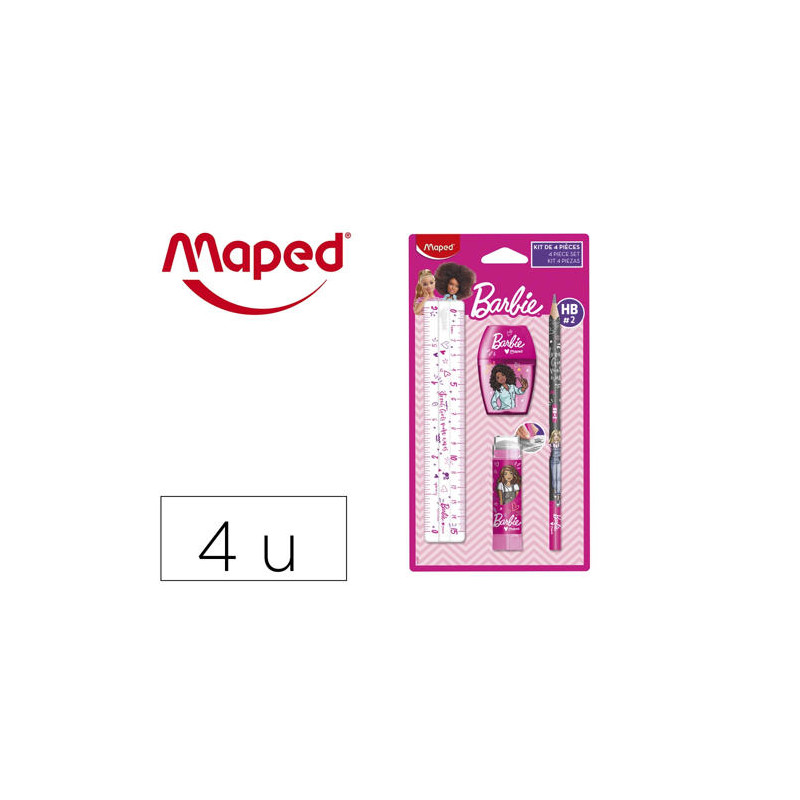 MINI SET PAPELERIA MAPED BARBIE 4 PIEZAS