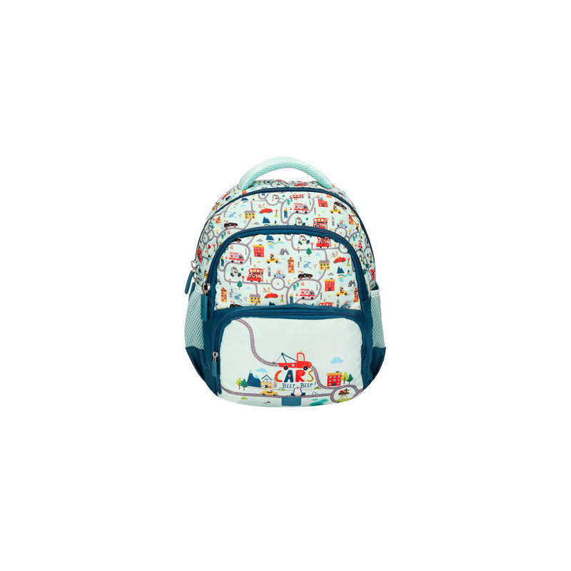 CARTERA ESCOLAR LIDERPAPEL MOC HILA MULTIBOLSILLO INFANTIL CARS AZUL 350X110X270 MM