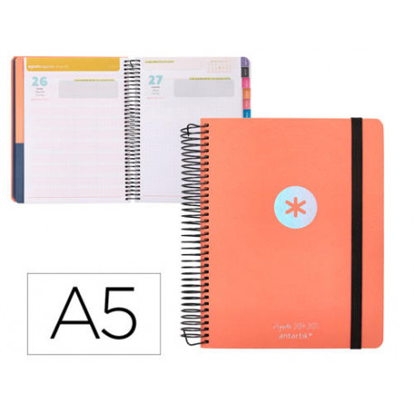 AGENDA ESCOLAR ANTARTIK A?O 24 - 25 CURSO COLECCION MINIMAL ORANGE D?A P?GINA A5