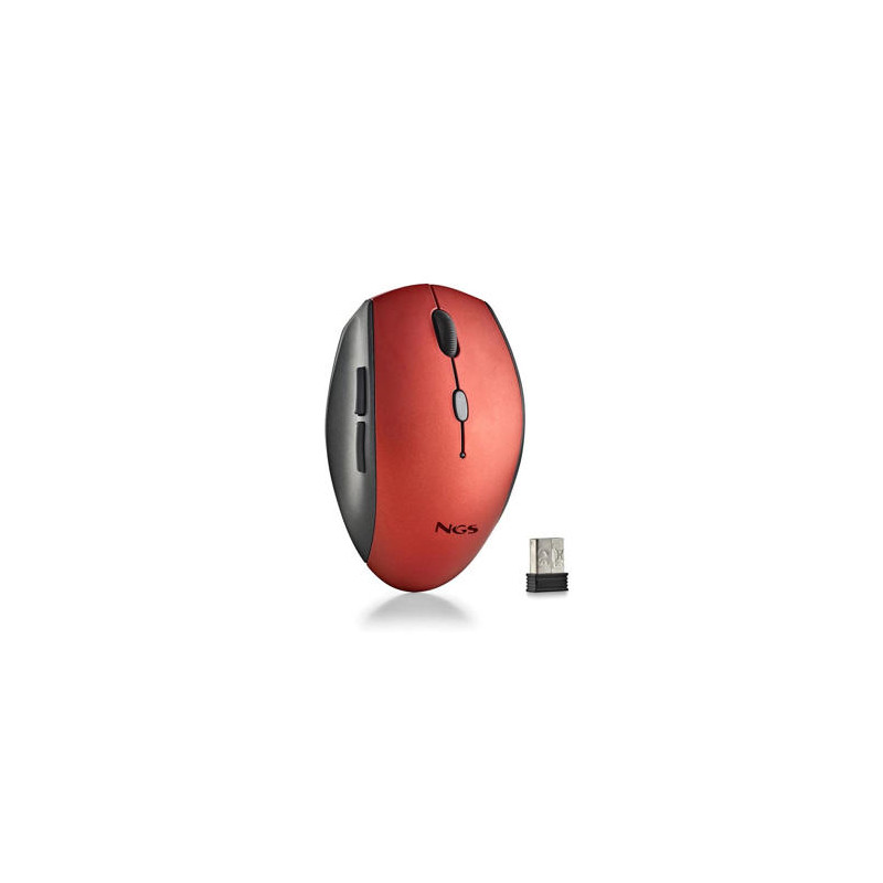 RATON NGS BEE 800/1200/1600 DPI INALAMBRICO 5 BOTONES RECEPTOR USB-A 2,4 GHZ COLOR ROJO