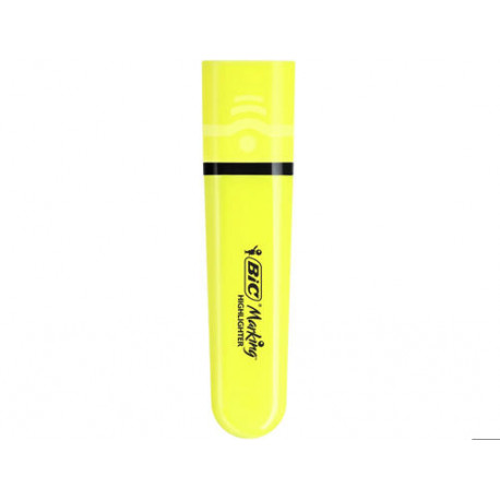 ROTULADOR BIC FLAT FLUORESCENTE AMARILLO NEON CAJA DE 12 UNIDADES