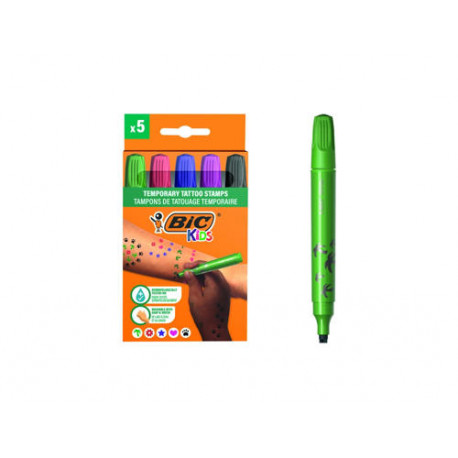 ROTULADOR BIC KIDS TATTOO SELLO CAJA DE 5 UNIDADES COLORES SURTIDOS