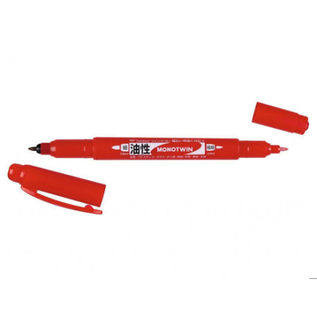 ROTULADOR TOMBOW MONO TWIN PERMANENTE DOBLE PUNTA FINA Y GRUESA COLOR ROJO