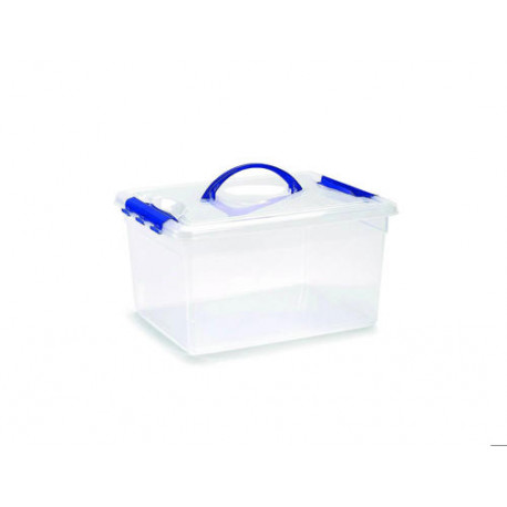 CONTENEDOR PLASTICO PLASTICFORTE N 9 TRANSPARENTE CON TAPA Y ASA CAPACIDAD 12 L