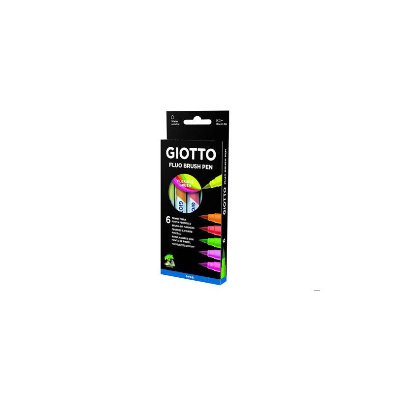 ROTULADOR GIOTTO TURBO SOFT FLUO PUNTA DE PINCEL CAJA DE 6 UNIDADES COLORES SURTIDOS