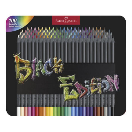 LAPICES DE COLORES FABER CASTELL BLACK EDITION CAJA METALICA DE 100 UNIDADES COLORES SURTIDOS