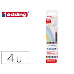 ROTULADOR EDDING PUNTA FIBRA 1200 PUNTA REDONDA 0,5 MM GLITTER PASTEL CAJA DE 4 UNIDADES COLORES SUR