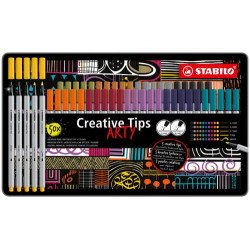 ROTULADOR STABILO CREATIVE TIPS ARTY LINE PASTEL 5 PUNTAS DIFERENTES POR COLOR ESTUCHE METALICO DE 3