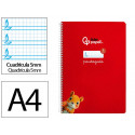 CUADERNO ESPIRAL LIDERPAPEL DIN A4 PAUTAGUIA TAPA DURA 80H 90 GR CUADRO PAUTADO 5MM COLOR ROJO