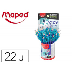 LAPICES DE GRAFITO MAPED HB CON GOMA BORRAR + ADAPTADOR ERGONOMICO CUBILETE DE 22 UNIDADES