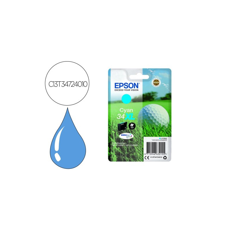 INK-JET EPSON WORK FORCE PRO WF-3720DWF/3725DWF CIAN 34XL DURABRITE ULTRA INK 950 PAGINAS