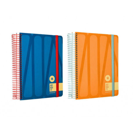 AGENDA ESPIRAL ANTARTIK BOLD A5+ 2025 DIA PAGINA COLORES AZUL Y MELOCOTON SURTIDOS PAPEL 80 GR