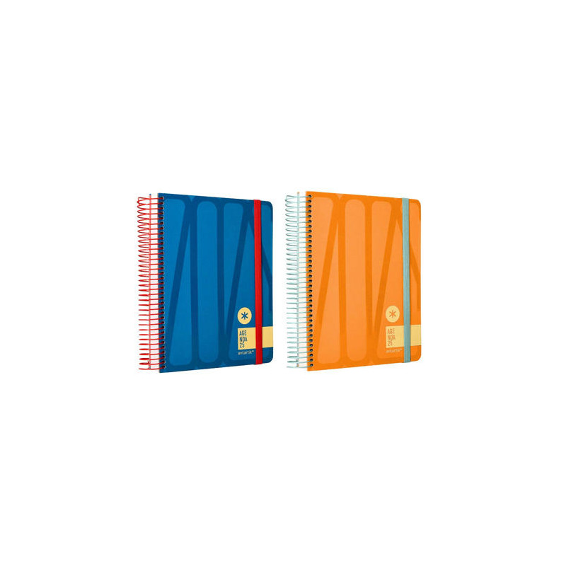 AGENDA ESPIRAL ANTARTIK BOLD A5+ 2025 DIA PAGINA COLORES AZUL Y MELOCOTON SURTIDOS PAPEL 80 GR