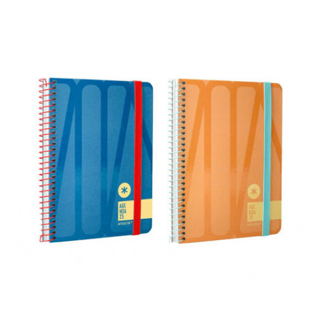 AGENDA ESPIRAL ANTARTIK BOLD A6 2025 SEMANA VISTA COLORES SURTIDOS AZUL Y MELOCOTON PAPEL DE 80 GR