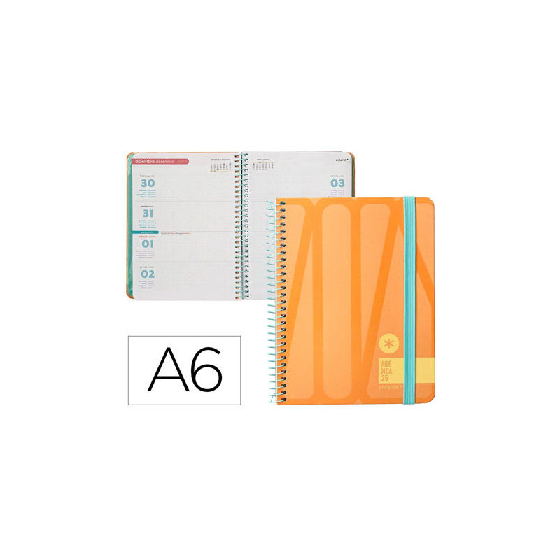 AGENDA ESPIRAL ANTARTIK BOLD A6 2025 SEMANA VISTA COLOR MELOCOTON PAPEL 80 GR