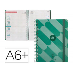 AGENDA ESPIRAL ANTARTIK PATTERN A6+ 2025 SEMANA VISTA COLOR VERDE PAPEL 80 GR