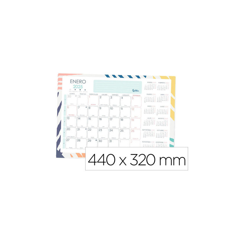 PLANNING MENSUAL LIDERPAPEL JOVEN 2025 44X32 CM CON PEGATINAS LOMO ENGOMADO PAPEL 128 GR