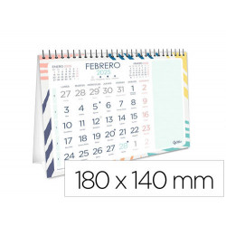 CALENDARIO ESPIRAL TRIANGULAR LIDERPAPEL DE SOBREMESA SERIE JOVEN 2025 14X14 CM PAPEL 128 GR CON PEG