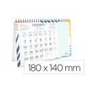 CALENDARIO ESPIRAL TRIANGULAR LIDERPAPEL DE SOBREMESA SERIE JOVEN 2025 14X14 CM PAPEL 128 GR CON PEG