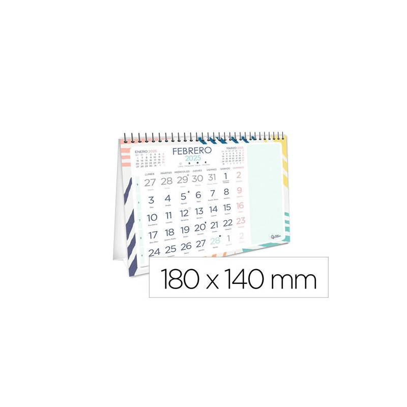 CALENDARIO ESPIRAL TRIANGULAR LIDERPAPEL DE SOBREMESA SERIE JOVEN 2025 14X14 CM PAPEL 128 GR CON PEG