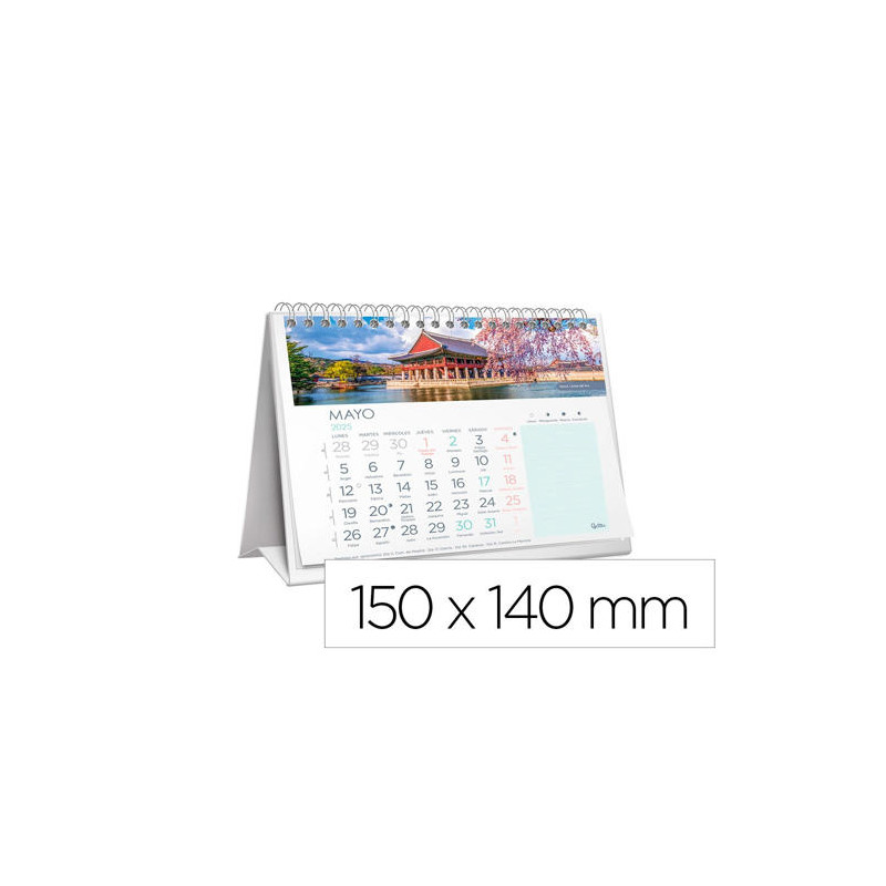 CALENDARIO ESPIRAL TRIANGULAR LIDERPAPEL IMAGENES 2025 14X15 CM PAPEL 128 GR CON PEGATINAS