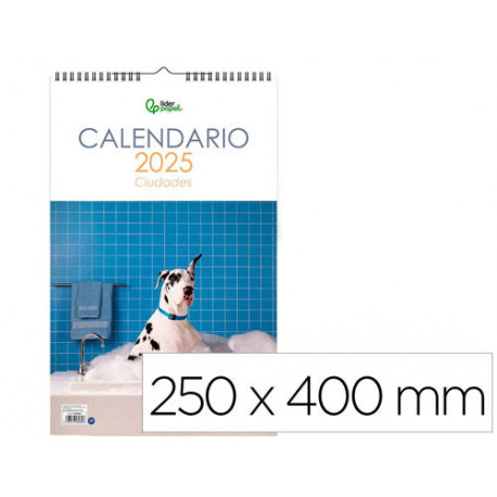 CALENDARIO ESPIRAL PARED LIDERPAPEL IMAGENES PERROS 2025 PARA ESCRIBIR 25X40 CM PAPEL 157 GR