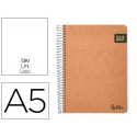 CUADERNO ESPIRAL LIDERPAPEL DIN A5 ECOUSE TAPA CARTULINA KRAFT CONTRACOLADA 120H PAPEL 100% RECICLAD