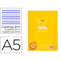 CUADERNO ESPIRAL LIDERPAPEL DIN A5 PAUTAGUIA TAPA PLASTICO 80H 90GR CUADRO PAUTADO 3 MM CON MARGEN C