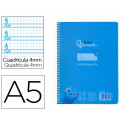 CUADERNO ESPIRAL LIDERPAPEL DIN A5 PAUTAGUIA TAPA PLASTICO 80H 90GR CUADRO PAUTADO 4MM CON MARGEN CO