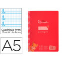 CUADERNO ESPIRAL LIDERPAPEL DIN A5 PAUTAGUIA TAPA PLASTICO 80H 90GR CUADRO PAUTADO 4MM CON MARGEN CO