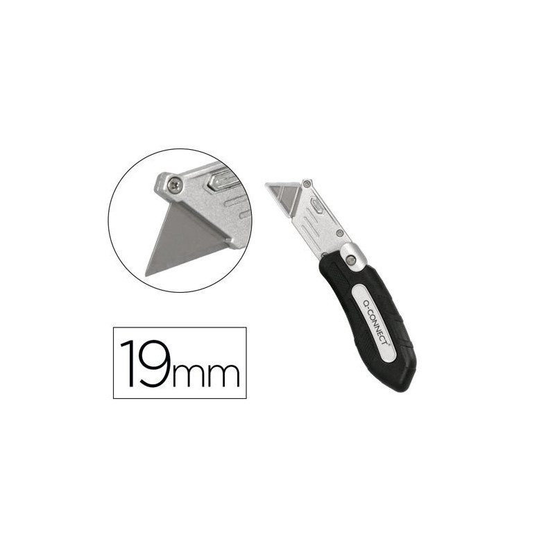 CUTER Q-CONNECT METALICO ANCHO PLEGABLE CON MANGO ANTIDESLIZANTE CUCHILLA 19 MM XD-925 CONCLIP BLIST