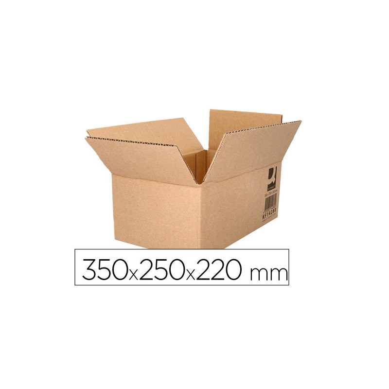 CAJA PARA EMBALAR Q-CONNECT AMERICANA CARTON RECICLADO CANAL SIMPLE 5 MM COLOR KRAFT 350X250X220 MM