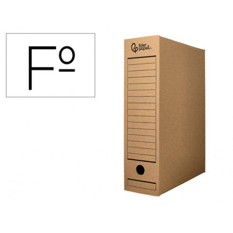 CAJA ARCHIVO DEFINITIVO LIDERPAPEL FOLIO CARTON RECICLADO 325G/M2 LOMO 100 MM KRAFT 365X100X251 MM