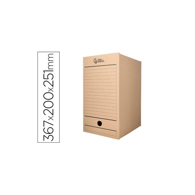 CAJA ARCHIVO DEFINITIVO LIDERPAPEL FOLIO DOBLE ANCHO CARTON RECICLADO 400G/M2 LOMO 200 MM KRAFT 367X