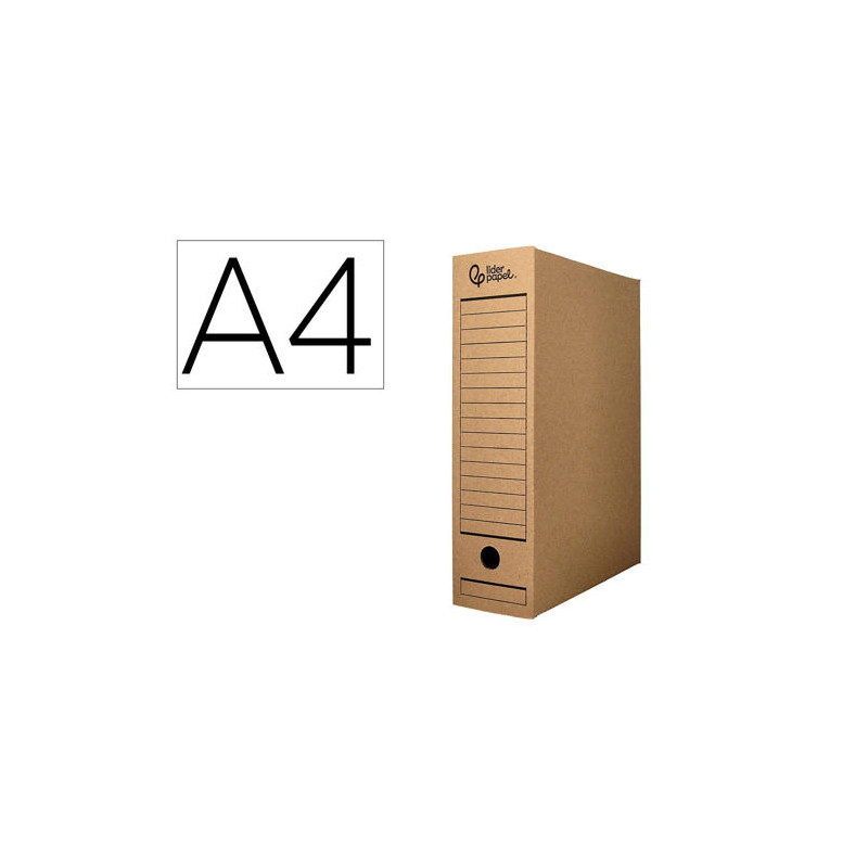 CAJA ARCHIVO DEFINITIVO LIDERPAPEL DIN A4 CARTON RECICLADO 325G/M2 LOMO 82 MM KRAFT 325X82X250 MM