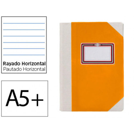 LIBRO CARTONE COSIDO FERNANDES FLECHA DIN A5+ RAYADO HORIZONTAL 50 HOJAS 100 GR NARANJA