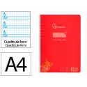 CUADERNO ESPIRAL LIDERPAPEL DIN A4 PAUTAGUIA TAPA PLASTICO80H 90GR CUADRO PAUTADO 4MM CON MARGEN COL