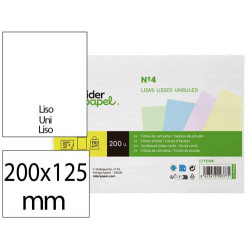 TARJETA LIDERPAPEL PARA ESTUDIAR LISA CARTULINA DE COLORES 170 GR/M2 125X200MM PAQUETE DE 200 UNIDAD