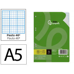 RECAMBIO LIDERPAPEL A5 100 HOJAS 75G/M2 RAYADO N46 6 TALADROS