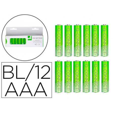 PILA Q-CONNECT ALCALINA AAA BLISTER CON 12 UNIDADES