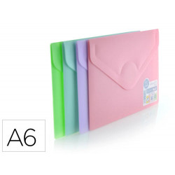 CARPETA OFFICE BOX DOSSIER V-LOCK DIN A6 CIERRE VELCRO COLORES PASTEL SURTIDOS